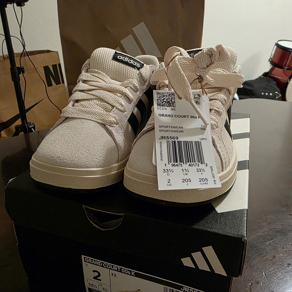 Adidas Kids Grand Court Sneakers - Cream and Black